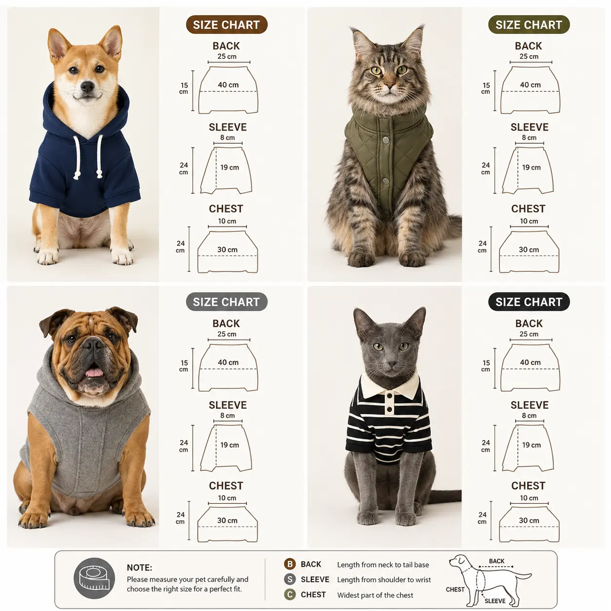 Collection of pet clothing made from PetStyle patterns